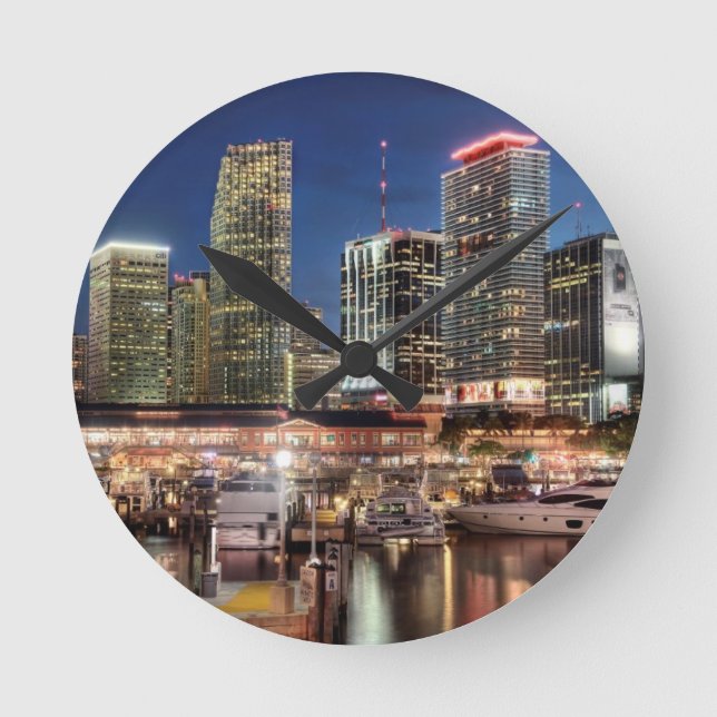 Miami skyline city in Florida Round Clock (Front)