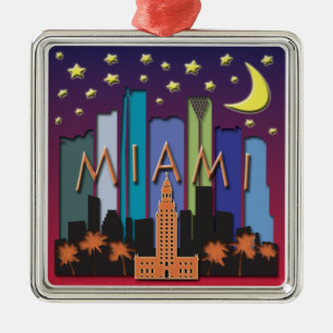 Miami Skyline Mega Colour Metal Tree Decoration
