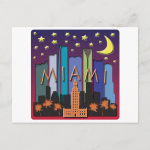 Miami Skyline Mega Colour Postcard