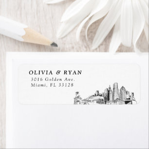 Miami Skyline Modern Return Address Labels