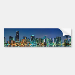 Miami Skyline Panorama Bumper Sticker