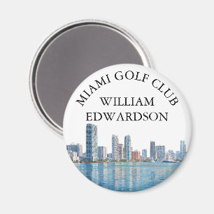 Miami Skyline Personalised Golf Club Name Magnet