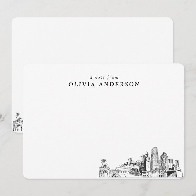 Miami Skyline Personalised Note Cards (Front/Back)