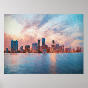 Miami Skyline Poster