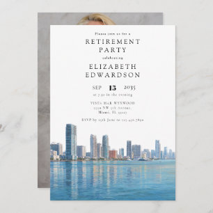 Miami Skyline Retirement Party Photo Invitation