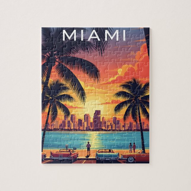 Miami Skyline Sunset Jigsaw Puzzle (Vertical)