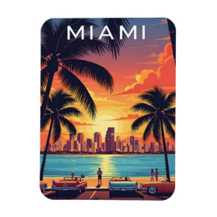 Miami Skyline Sunset Magnet