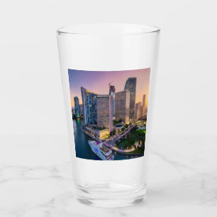 Miami Skyline Sunset with InterContinental Hotel  Glass