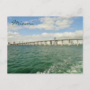Miami skyline through Rickenbacker Causeway Postcard