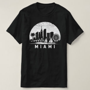 Miami Skyline Vintage Graphic Tee - Palm Trees
