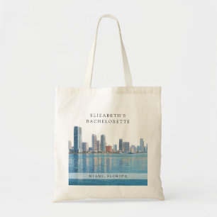 Miami Skyline Watercolor Bachelorette Weekend Tote Bag