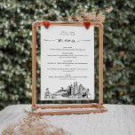 Miami Skyline Wedding Dinner Menu Card 5x7<br><div class="desc">The Skyline Collection is a stunning assortment of meticulously sketched city skylines that capture the essence of iconic urban landscapes. Perfectly suited for metropolitan weddings or destination weddings alike,  this collection embodies the timeless charm of cityscapes and brings an elegant touch to your special day.</div>