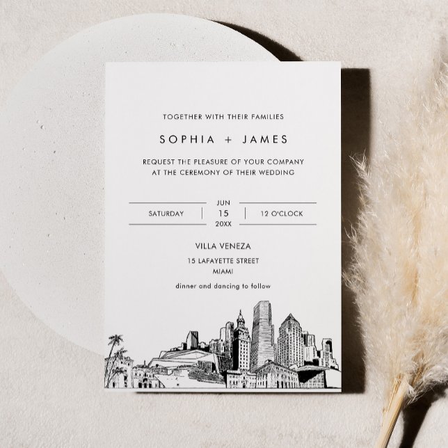 Miami Skyline Wedding Invitation with Photo (Creator Uploaded)