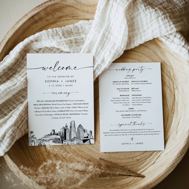 Miami Skyline Wedding Program 5x7 Flat Card (Creator Uploaded)