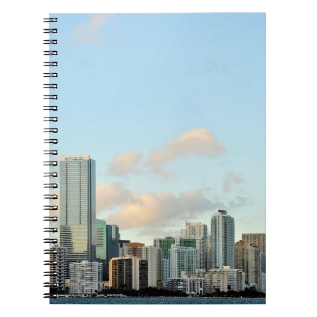 Miami skyscrapers against wide clear sky notebook (Front)