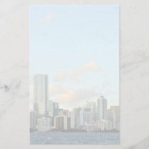 Miami skyscrapers against wide clear sky stationery