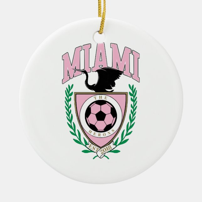 Miami Soccer Varsity Style  Ceramic Tree Decoration (Front)
