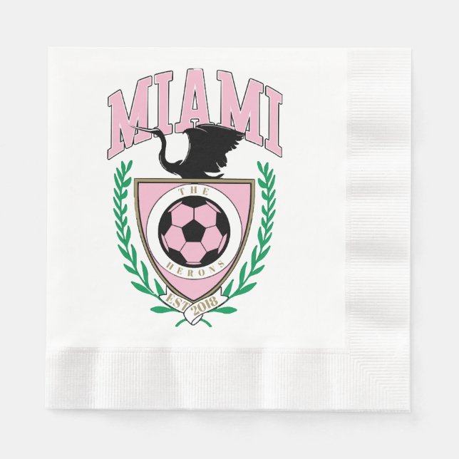 Miami Soccer Varsity Style  Napkin (Front)