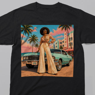 Miami Soul 1970s Retro Black Woman T-Shirt