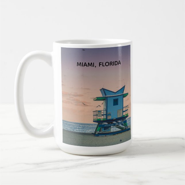 Miami South Beach Florida Life Guard Ocean  Coffee Mug (Left)