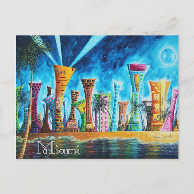 Miami South Beach Florida Pop Art Travel Postcard (Front)