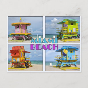 Miami South Beach Lifeguard Towers Postcard