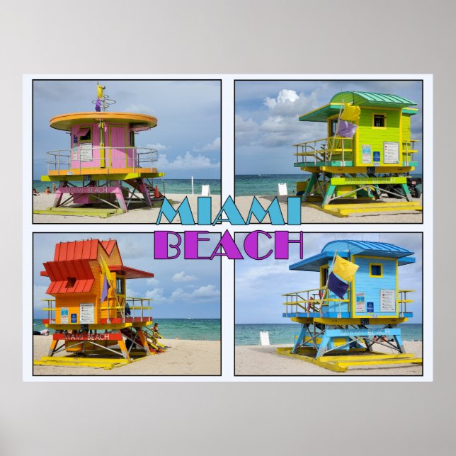 Miami South Beach Lifeguard Towers  Poster (Front)