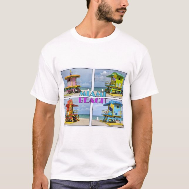 Miami South Beach Lifeguard Towers T-Shirt (Front)