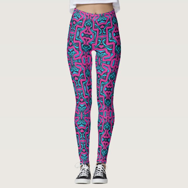 Miami Street Vibes Leggings: Flashy Graffiti in Pi Leggings (Front)