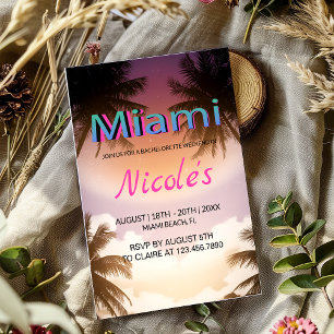Miami Summer Sunset Bachelorette Party Invitation