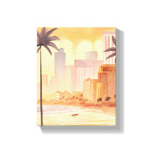 Miami Sunrise | Yellow Watercolor Skyline Painting