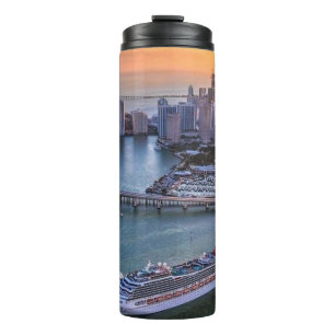 Miami Sunset Cruise Ship & Coastal Skyline Citysca Thermal Tumbler