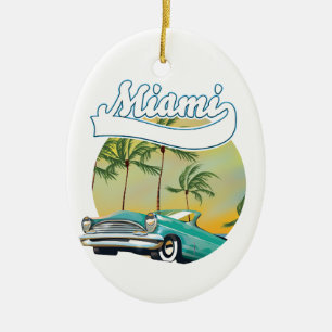 Miami Sunset logo Ceramic Tree Decoration