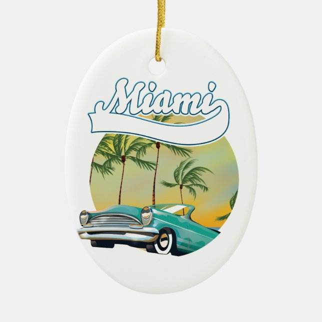 Miami Sunset logo Ceramic Tree Decoration (Front)