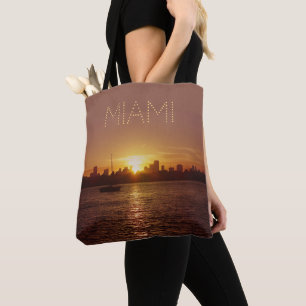 Miami Sunset Skyline (w/out customisable text) Tote Bag