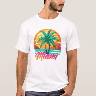 Miami Sunset Vibes - Tropical Palm Tree Design T-Shirt