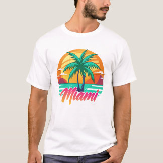 Miami Sunset Vibes - Tropical Palm Tree Design T-Shirt