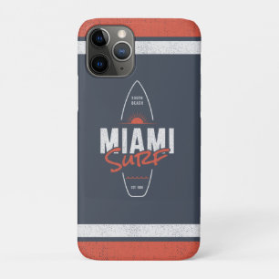 Miami Surf – Vintage Beach Sunset Surfboard Design iPhone 11 Pro Case