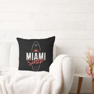 Miami Surf – Vintage Beach Sunset Surfboard Design Cushion