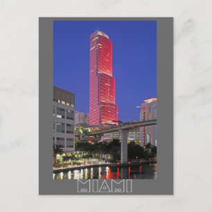 Miami Tower dressed up in the colour Red Postcard