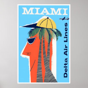Miami Travel Poster Florida Print Delta Art