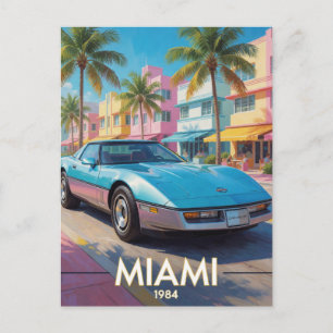 Miami Tropical Street Drive 1984 Florida Postcard