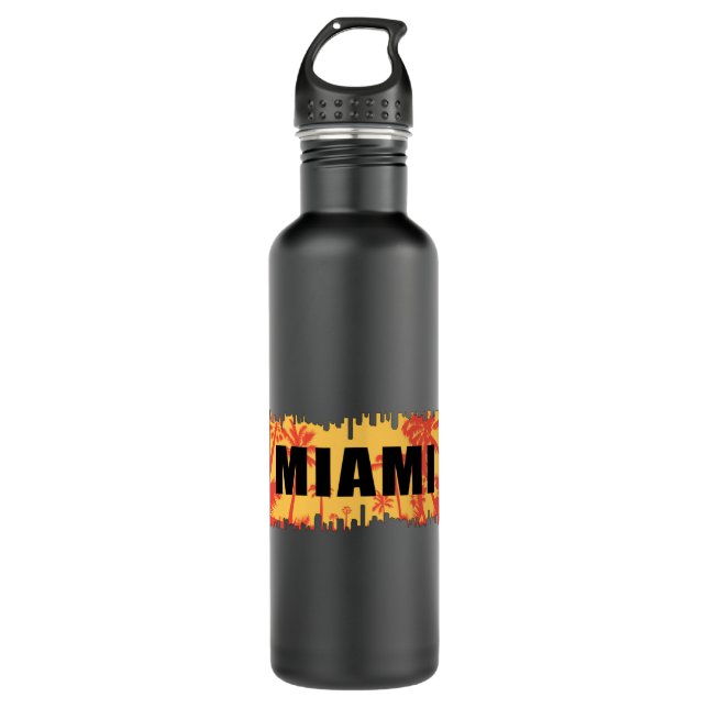 Miami USA City Cityscape Skyline Trip Funny Gift 710 Ml Water Bottle (Front)