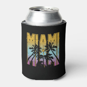 Miami Vacation Souvenir - Retro Beach Apparel Can Cooler