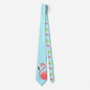 Miami Vibes Flamingo and Limes Neck Tie