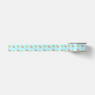 Miami Vibes Flamingo and Limes Ribbon Satin Ribbon