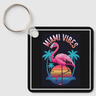 Miami Vibes Summer Flamingo Design-63454 Key Ring