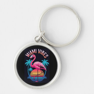 Miami Vibes Summer Flamingo Design-63454 Key Ring