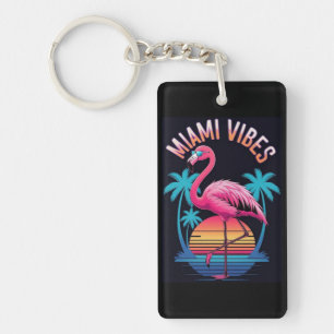 Miami Vibes Summer Flamingo Design-63454 Key Ring