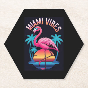 Miami Vibes Summer Flamingo Design-63454 Paper Coaster
